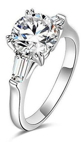 Anillo de compromiso de plata de ley de 2 quilates