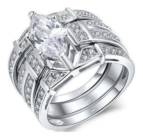 rio Anillo de boda de plata de ley con circonita cúbica