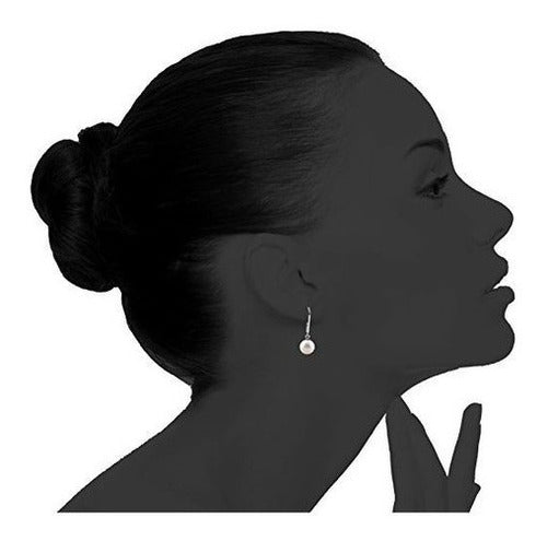 Aretes De Perlas De Concha Simulada De Plata Esterlina