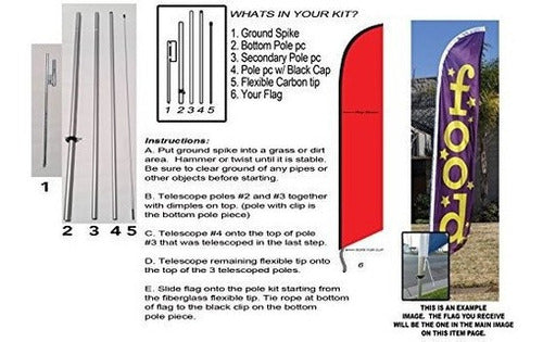 Cartel de pluma de 15 pie con kit de asta de bandera y punta