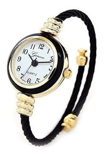 Reloj Brazalete De Oro Negro Para Mujer