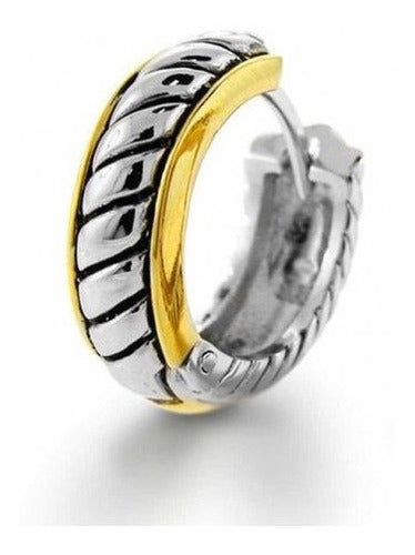 Pendientes De Dos Tonos De Cuerda De Cable Vieira Huggie