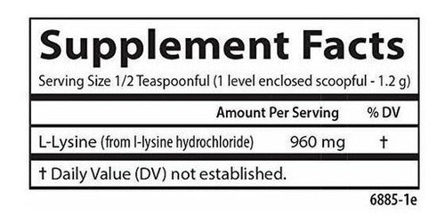 Carlson L-lysine Powder 960 Mg, Aminoácido (100 g)