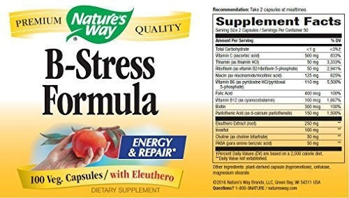 Nature's Way B-stress Con Eleuthero Siberiano, 100 Cápsulas
