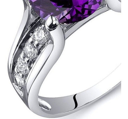 Anillo De Amatista Acabado De Níquel