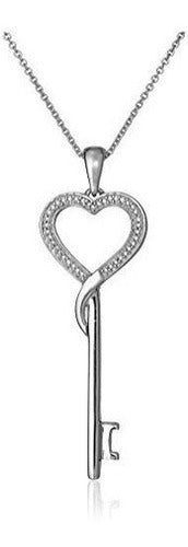 Collar De Plata Esterlina, Diamante, Llavero, Corazón