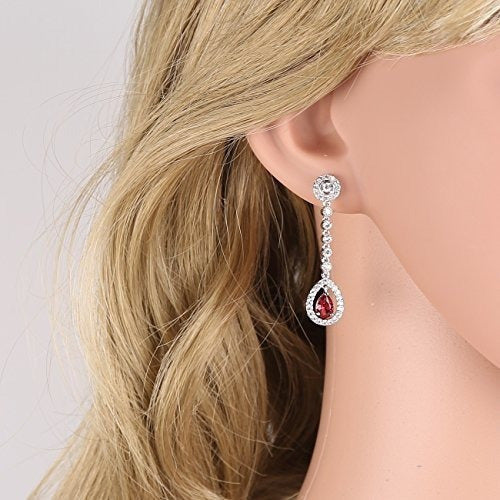 Set Collar + Pendientes bañado en plata con Rubi Rojo