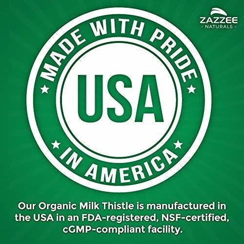 Cápsulas De Extracto De Cardo De Leche Orgánico Zazzee Usda