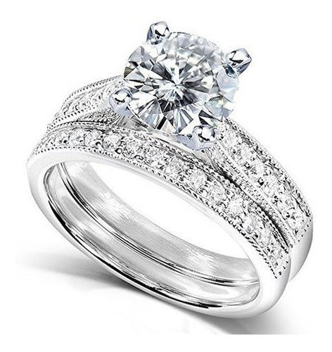 Anillo Nupcial 1 4/5 CTW 14k oro blanco