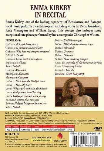 DVD Emma Kirkby En Recital Con Christopher Wilson En Wigmore