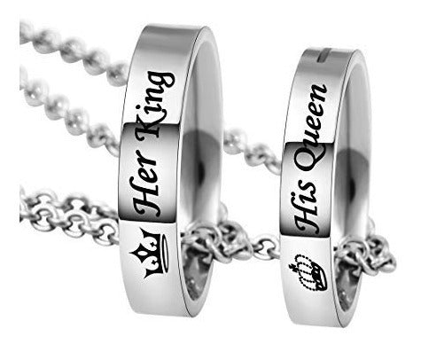 Mjartoria Su Rey Su Reina Grabado Anillo Colgante Pareja