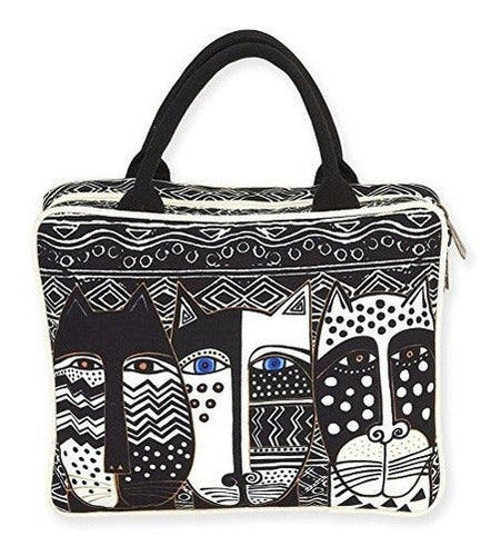 Laurel Burch Wild Cat Black and White Cosmetic Tote De Viaje