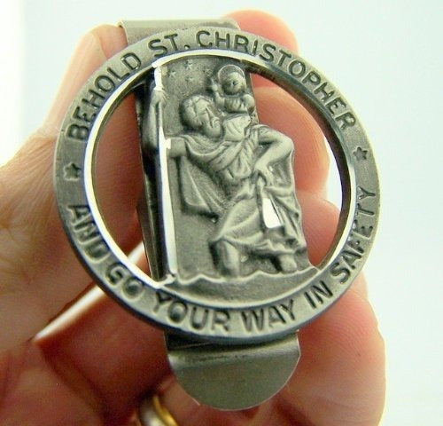 Hir Round Saint St. Christopher Siga Su Camino En El Clip