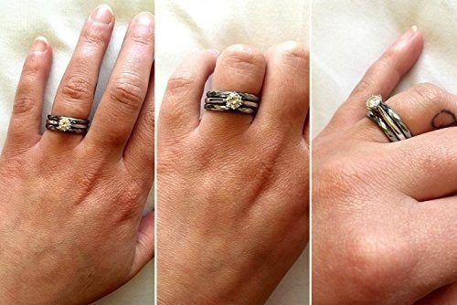 Anillos de boda de tungsteno multifacéticos Bandas de plata