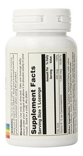 Suplemento De Pastillas Solaray B 12, 1000 Mcg, 90 Pastillas