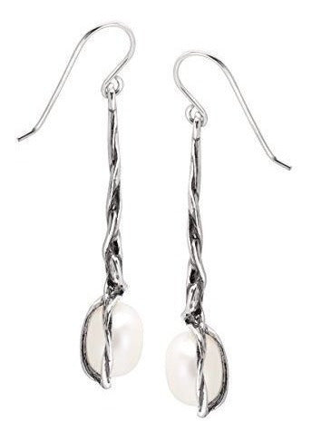 Pendientes De Plata De Ley Y Perlas De Silply 'intertwining