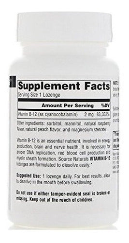 Vitamina B12 Sublingual 2,000 Mcg De Source Naturals, 100 Ct