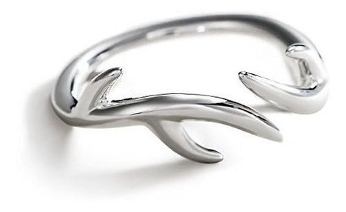 Jewme Anillo De Asta De Reno De Ciervo De Plata Esterlina