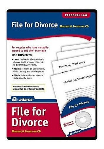 Cd Adams Archivo Para Divorcio, Manual Y Formularios En Cd