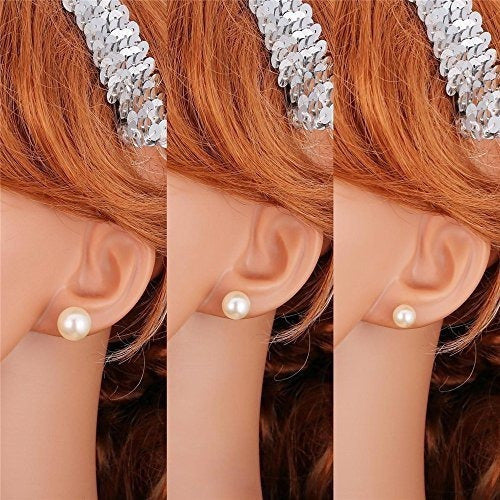 Mujeres Moda Perla Stud Pendientes Set Acero Quirúrgico