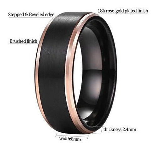 8mm Anillo De Carburo Negro 18k