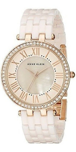 Reloj Con Brazalete De Cerámica Rosa Y Amatista De Cristal