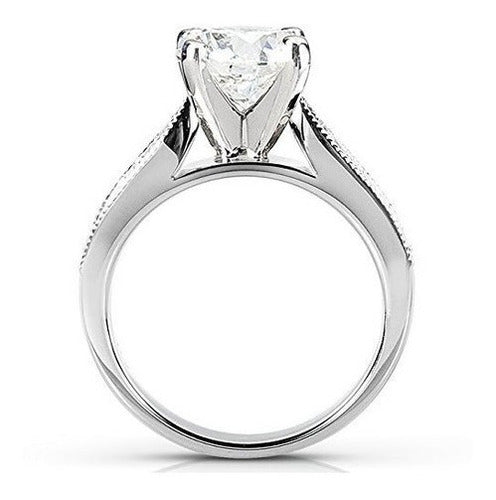 Juego De Novia Redondo Moissanite Con Diamante Pavé 1 1/3
