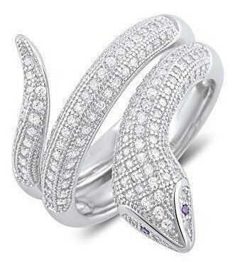 Anillo De Serpiente De Simulación De Plata De Ley Alrededor