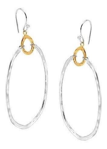 Aretes colgantes de doble círculo De Latón