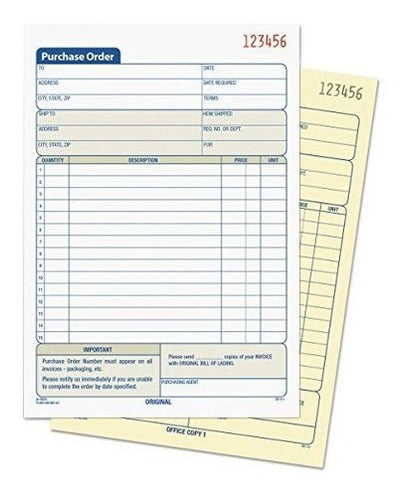 Libro De Órdenes De Compra De Tops, Duplicado Sin Carbón,