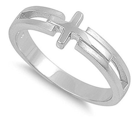 Anillo De Amor Cruzado Lateral Para Mujer De Plata