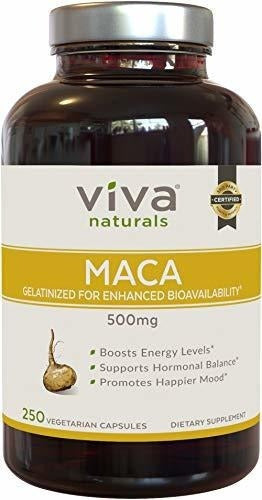 Cápsulas De Raíz De Maca Orgánica De Viva Naturals, 500 Mg,