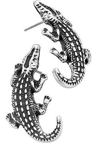 Pendientes De Cocodrilo De Metal En Relieve