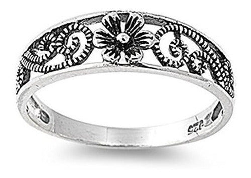 Anillo De Plata Esterlina Con Flores Celtas Para Mujer