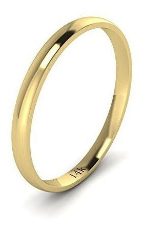 Unisex 14k Oro Amarillo 2mm Light Court Forma Ajuste