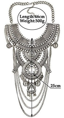 Lanue Mujeres Tribal Étnico Boho Beads Coin Borlas Collares