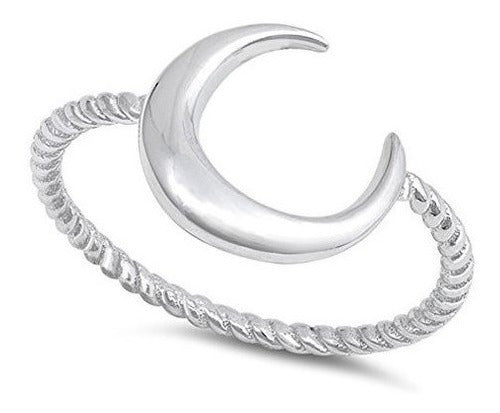 Anillo De Luna Creciente De Alta Polaca .925 Anillo De Plata
