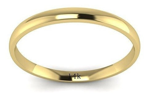 Unisex 14k Oro Amarillo 2mm Light Court Forma Ajuste