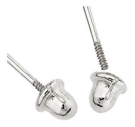 Pendientes De Bola De Oro Blanco De 5 K De 14 K Con Tornillo