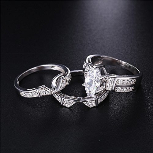 rio Anillo de boda de plata de ley con circonita cúbica