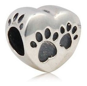 Love Heart Puppy Dog Paw Print 925 Encantos De Plata
