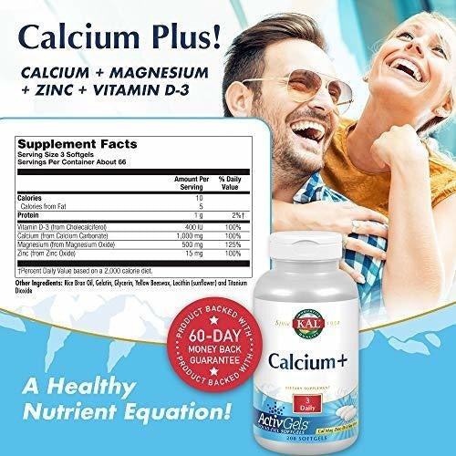 Tabletas Kal Calcium Plus 1000 mg 200 unidades
