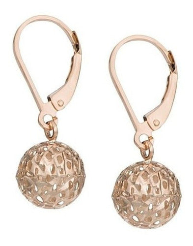 Kooljewelry Pendientes De Bola De Filigrana De Oro Rosa