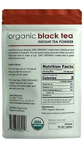 One Organic Instant Tea Powder negro 4.4 Oz