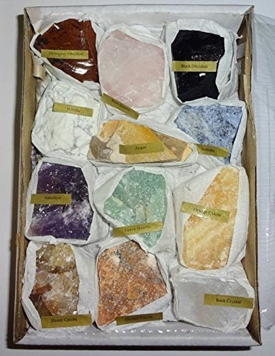 Juego de 12 gemas de cristal curativo de primera calidad