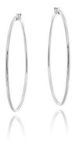 Aretes Tipo Argolla De Plata Esterlina, Pulido, Alto, 1.5