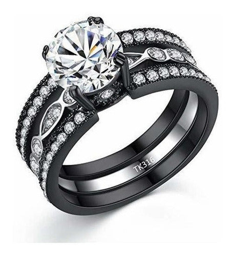 Mabella Cz Conjuntos De Anillos De Compromiso De Alianzas