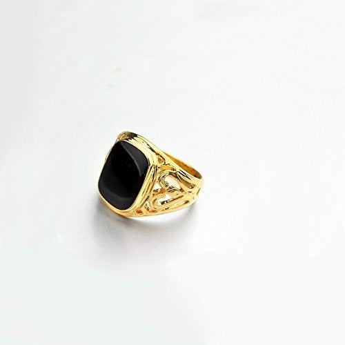 Anillo Con Esmalte Cuadrado Negro