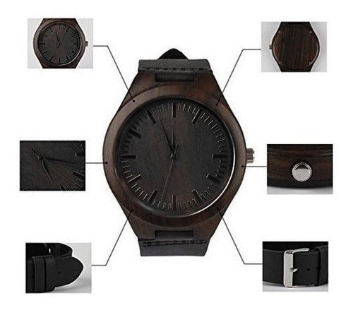 Reloj de pulsera de madera de cuarzo analógico para Hombres