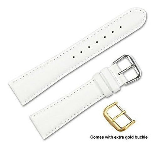Correa para reloj de cuero liso hebilla plateada y dorada